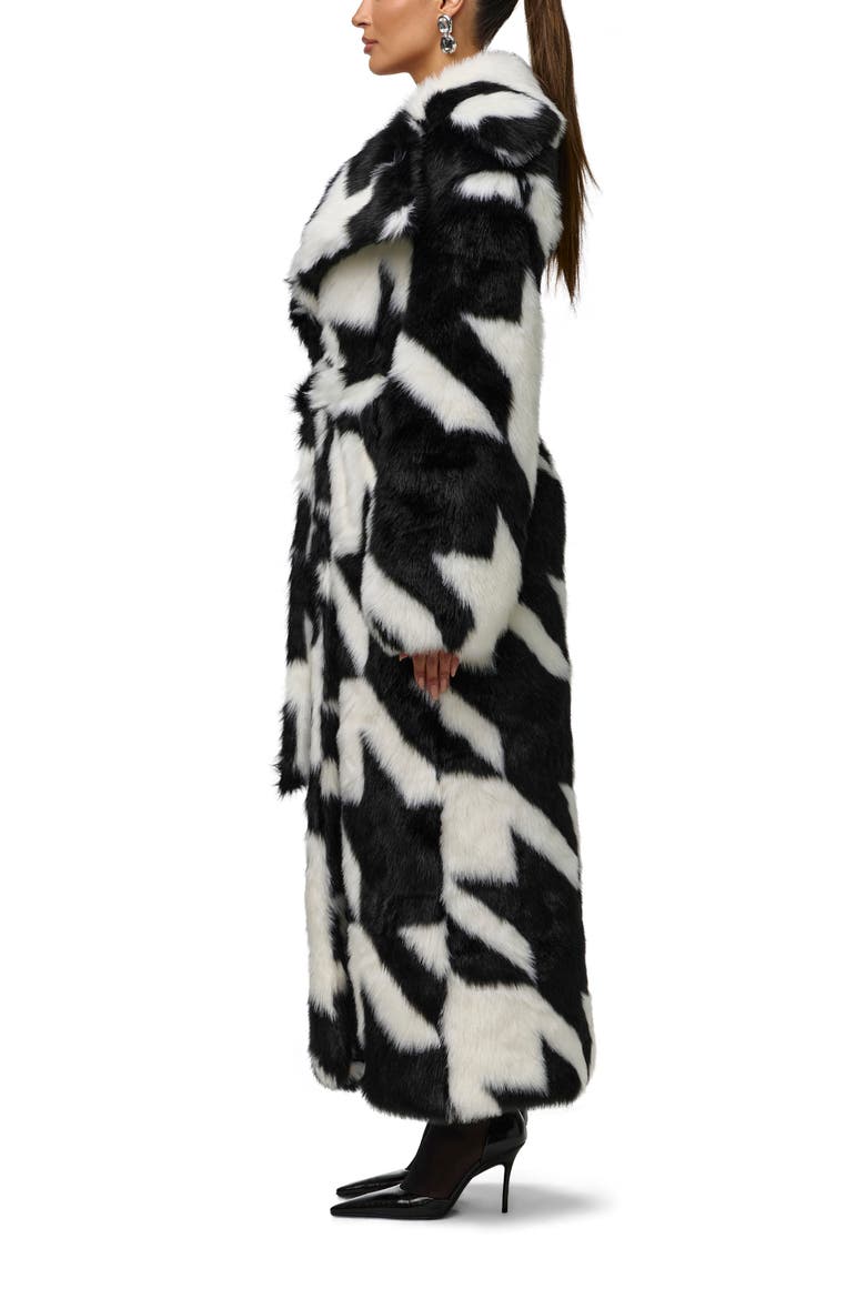 Houndstooth Jacquard Faux Fur Coat, Alternate, color, OVERSIZED HOUNDSTOOTH