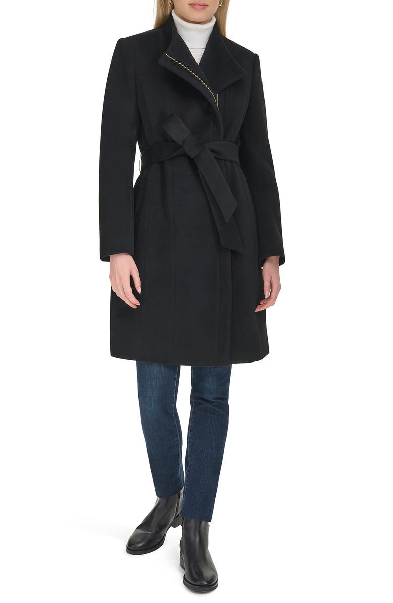 Cole Haan Belted Wool Blend Coat, Alternate, color,