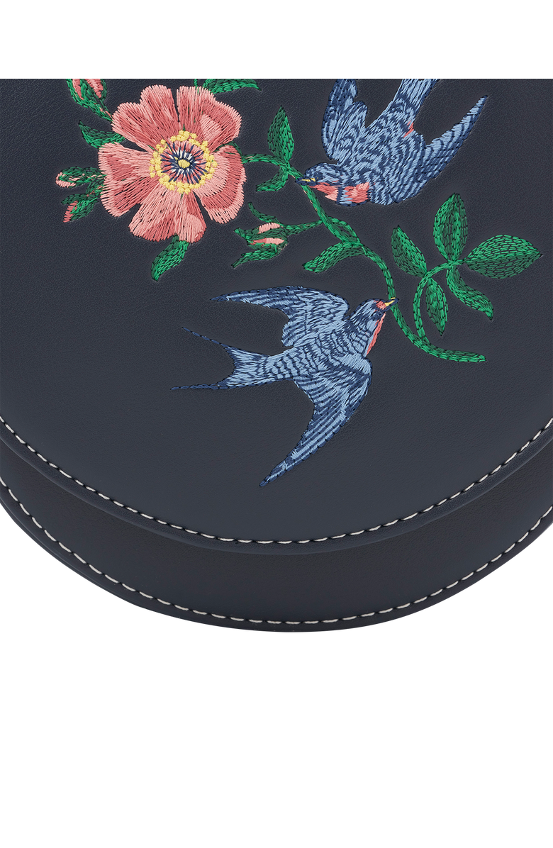 Fable England Swooping Swallows Saddle Bag, Alternate, color, Navy