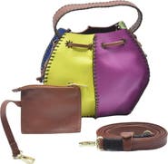 Carlos Falchi Tall Bucket Top Grain Leather Bag