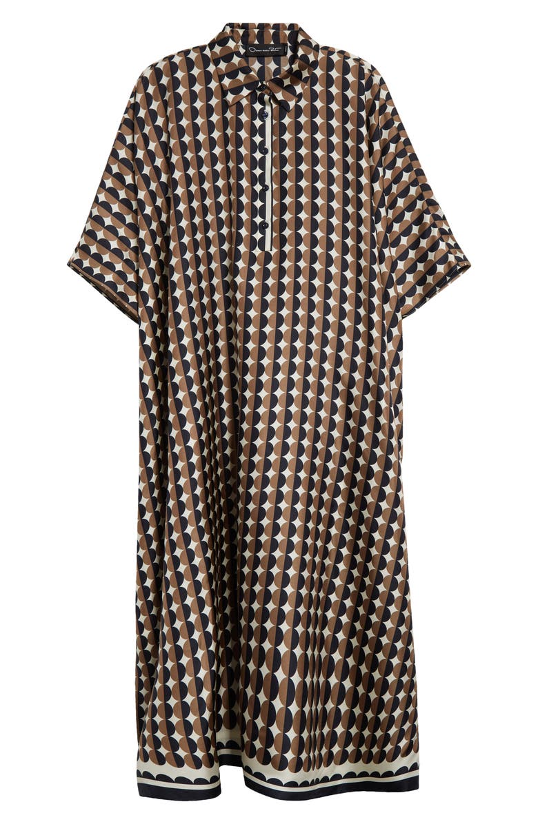 Oscar de la Renta Mini Geo Print Silk Caftan Dress, Alternate, color, 
