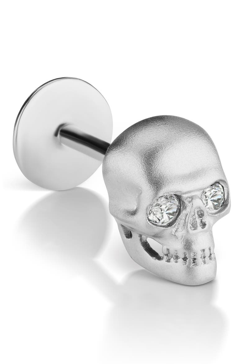 Matte Skull Threaded Stud Earring with Diamonds video