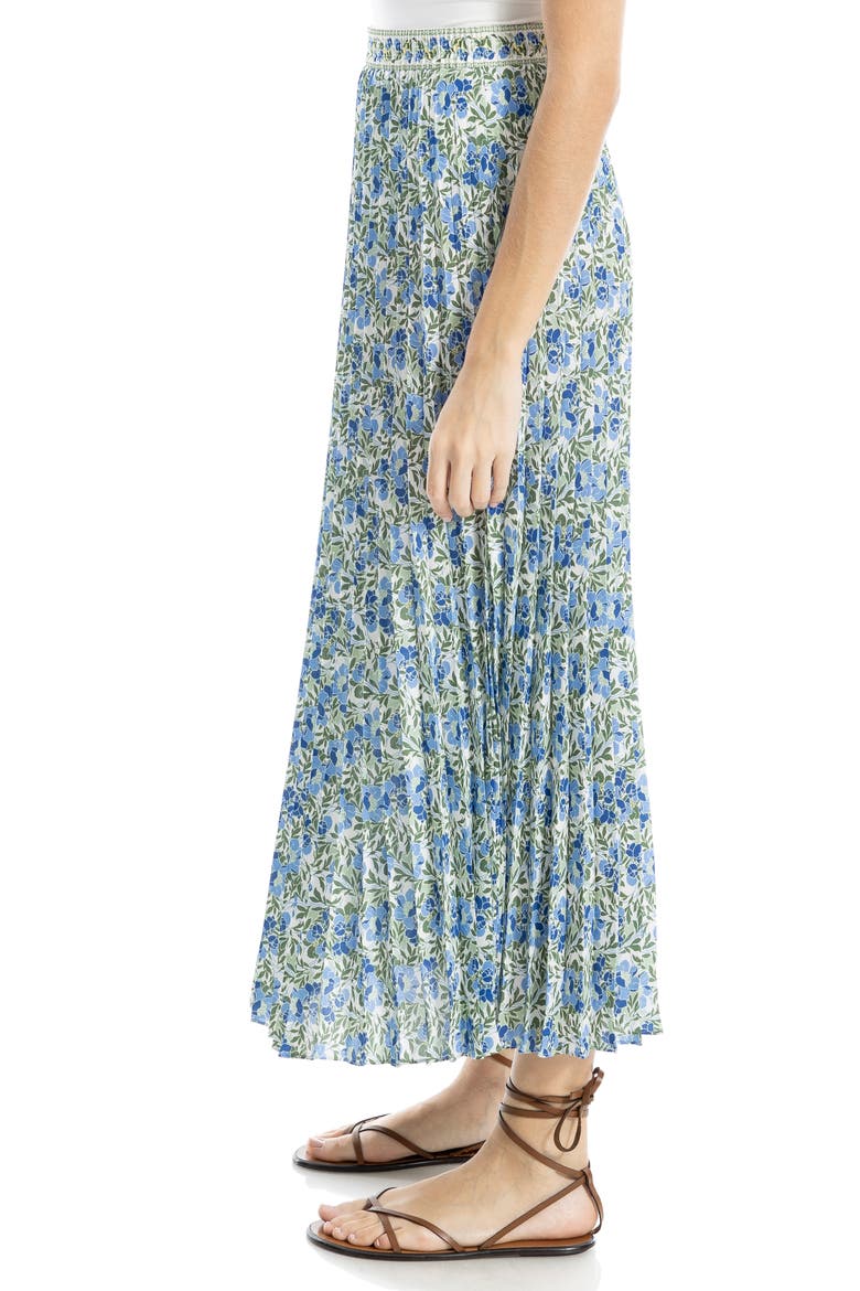 Pleated Maxi Skirt, Alternate, color, CREAM/ BLUE MULTI