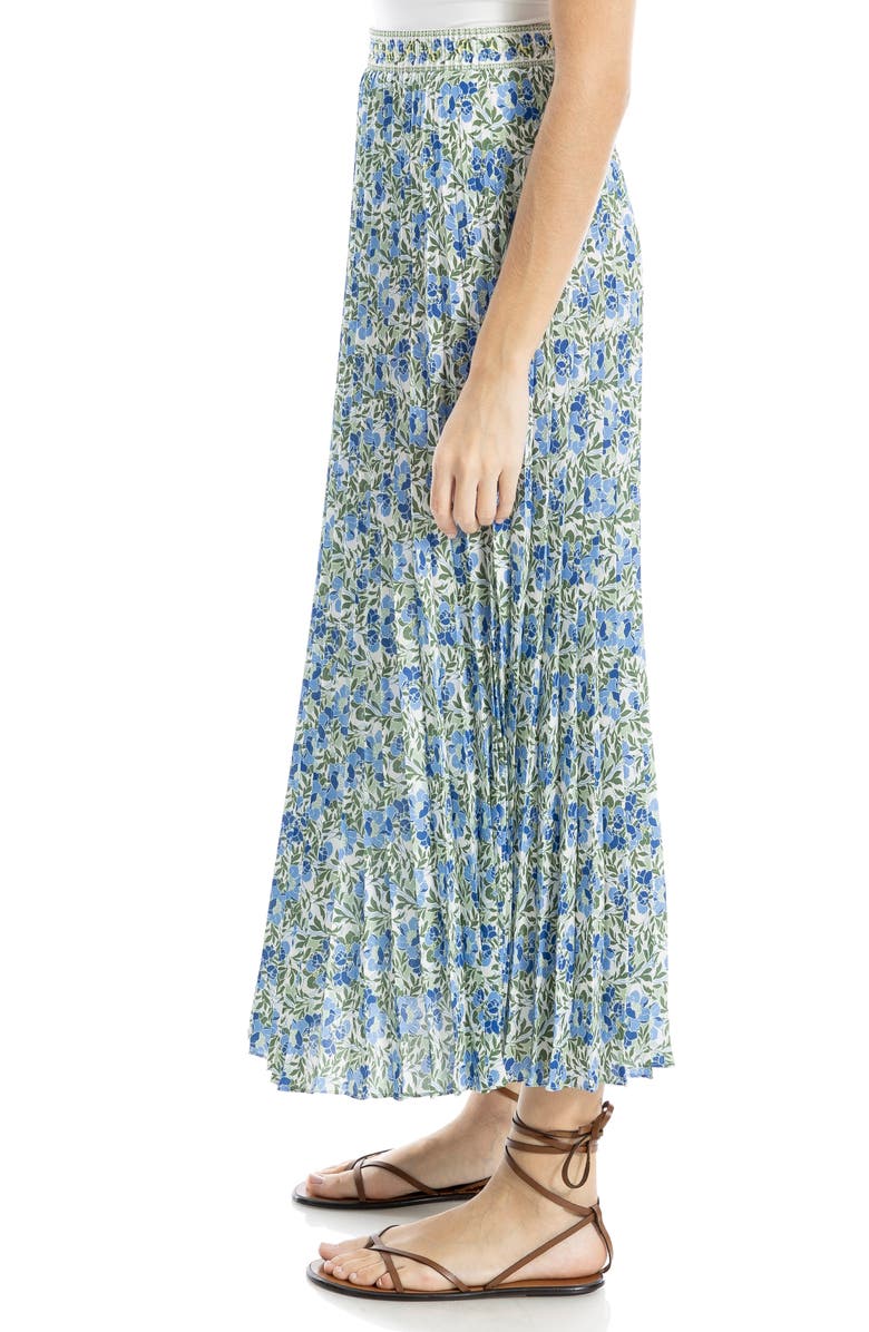 MAX STUDIO Pleated Maxi Skirt, Alternate, color, Cream/ Blue Multi