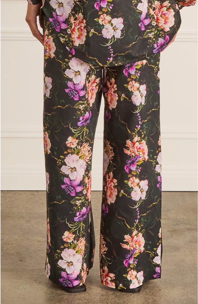 Aqua Blu High Waist Resort Pants, Alternate, color, Black Floral Print