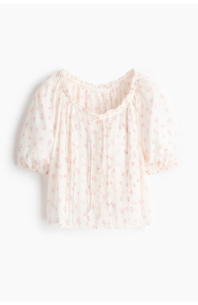H&M Blouse with pintucks, Alternate, color, White/Floral