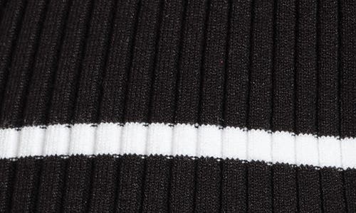 Isaac Mizrahi New York Stripe Ruffle Rib Polo Sweater In Black