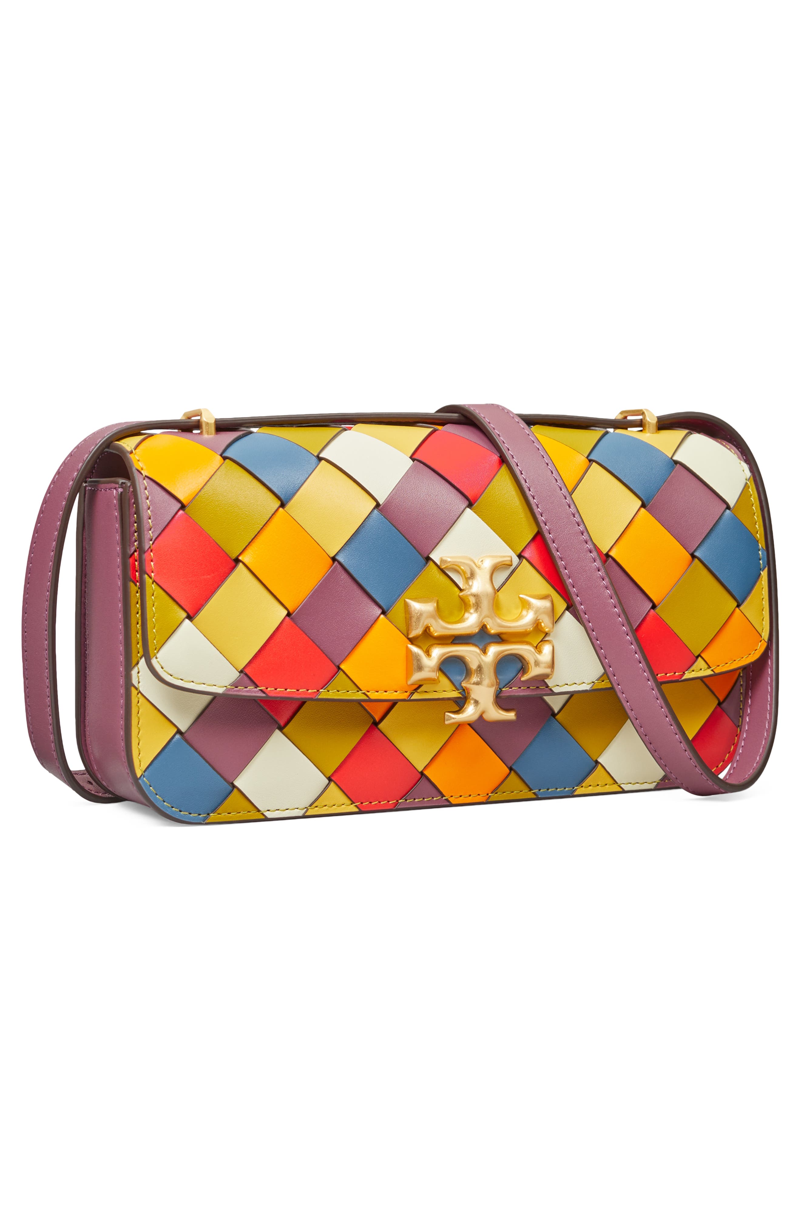 Tory Burch Small Eleanor East/West Woven Leather Convertible Shoulder Bag, Alternate, color, 