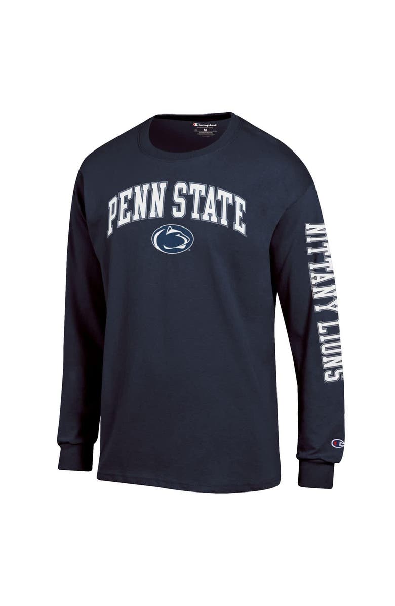 Champion Men's Champion  Navy Penn State Nittany Lions Arch Over Logo 2-Hit Long Sleeve T-Shirt, Alternate, color, Navy
