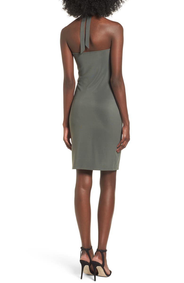 Leith Halter Body-Con Dress, Alternate, color, Olive Sarma