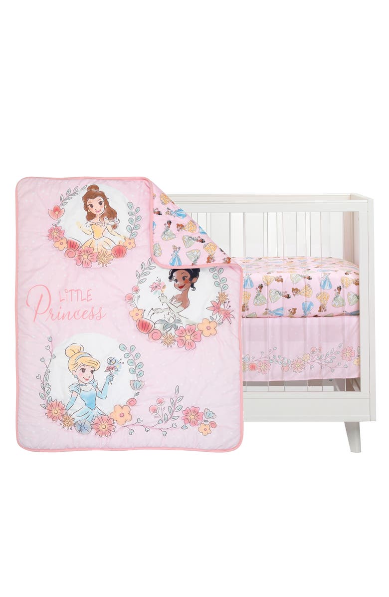 Lambs & Ivy Disney Princesses 3-Piece Nursery Baby Crib Bedding Set, Main, color, Pink