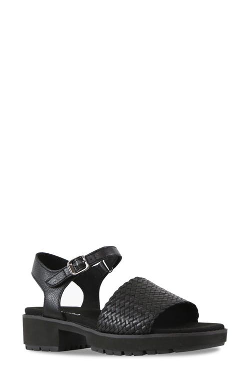 Munro Conner Ankle Strap Platform Sandal In Black Woven Combo