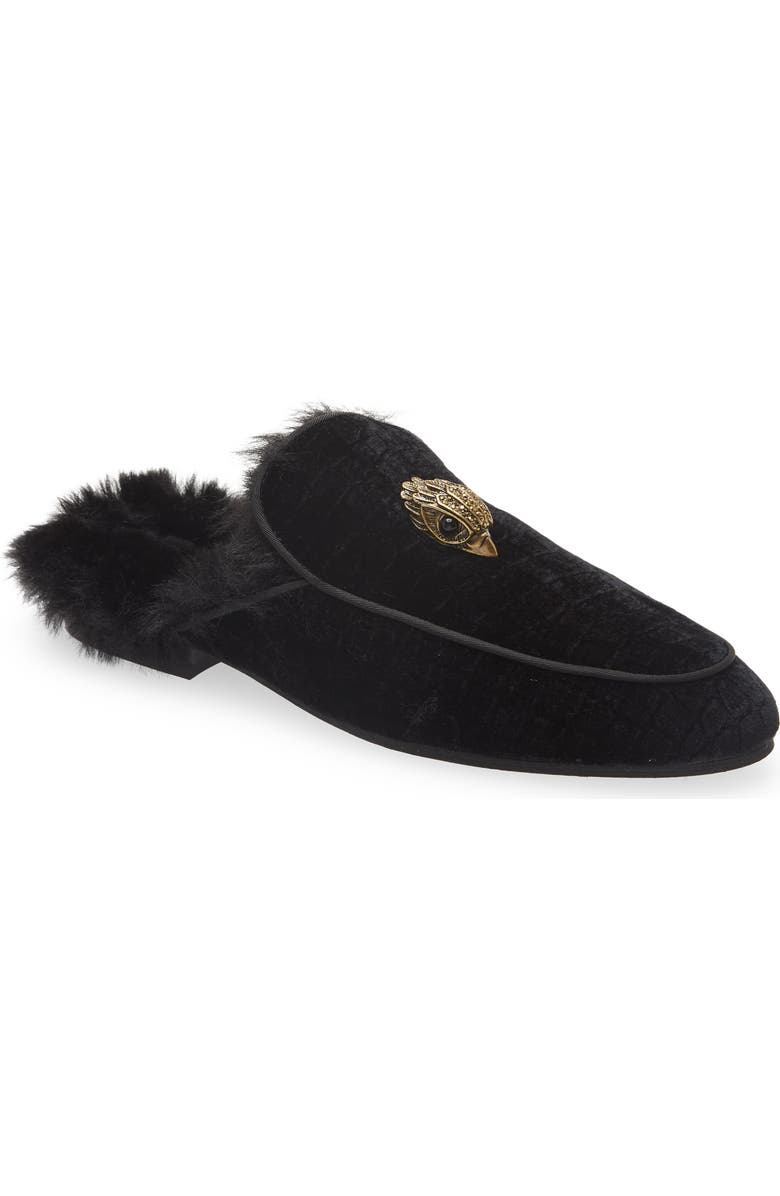 Kurt Geiger London Hugh Velvet & Faux Fur Loafer Mule, Main, color,