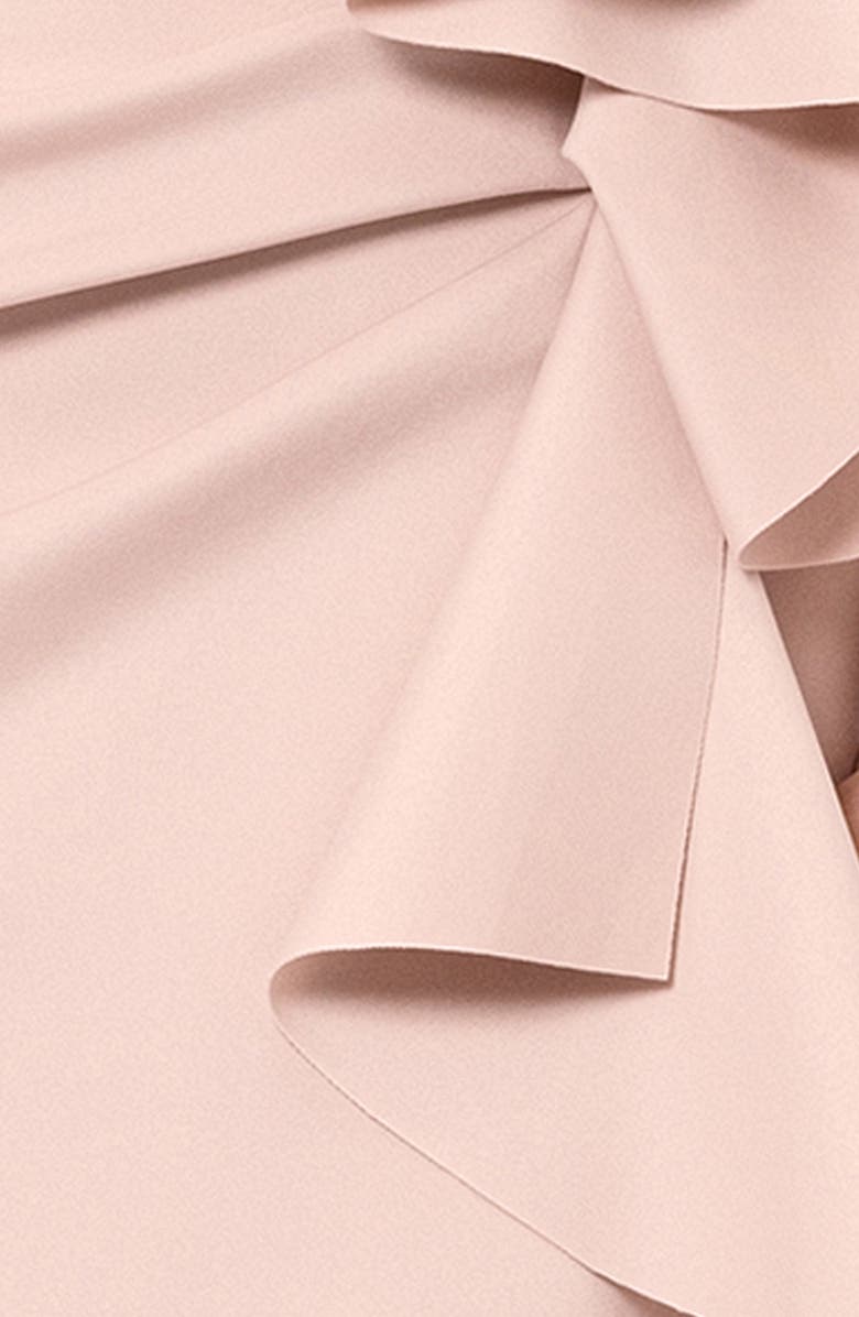 Xscape Evenings Ruffle Off the Shoulder Scuba Knit Cocktail Dress, Alternate, color, Blush