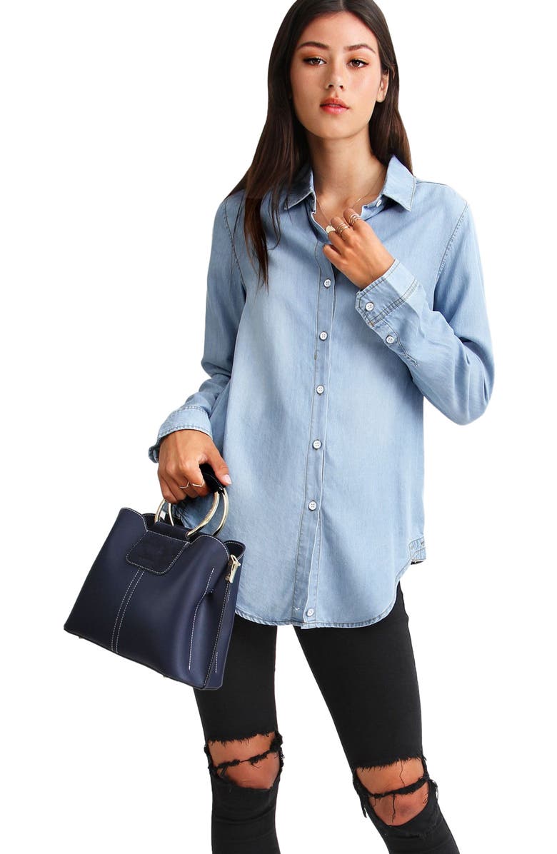 Belle & Bloom Keep Me Wild Denim Top, Alternate, color, Indigo