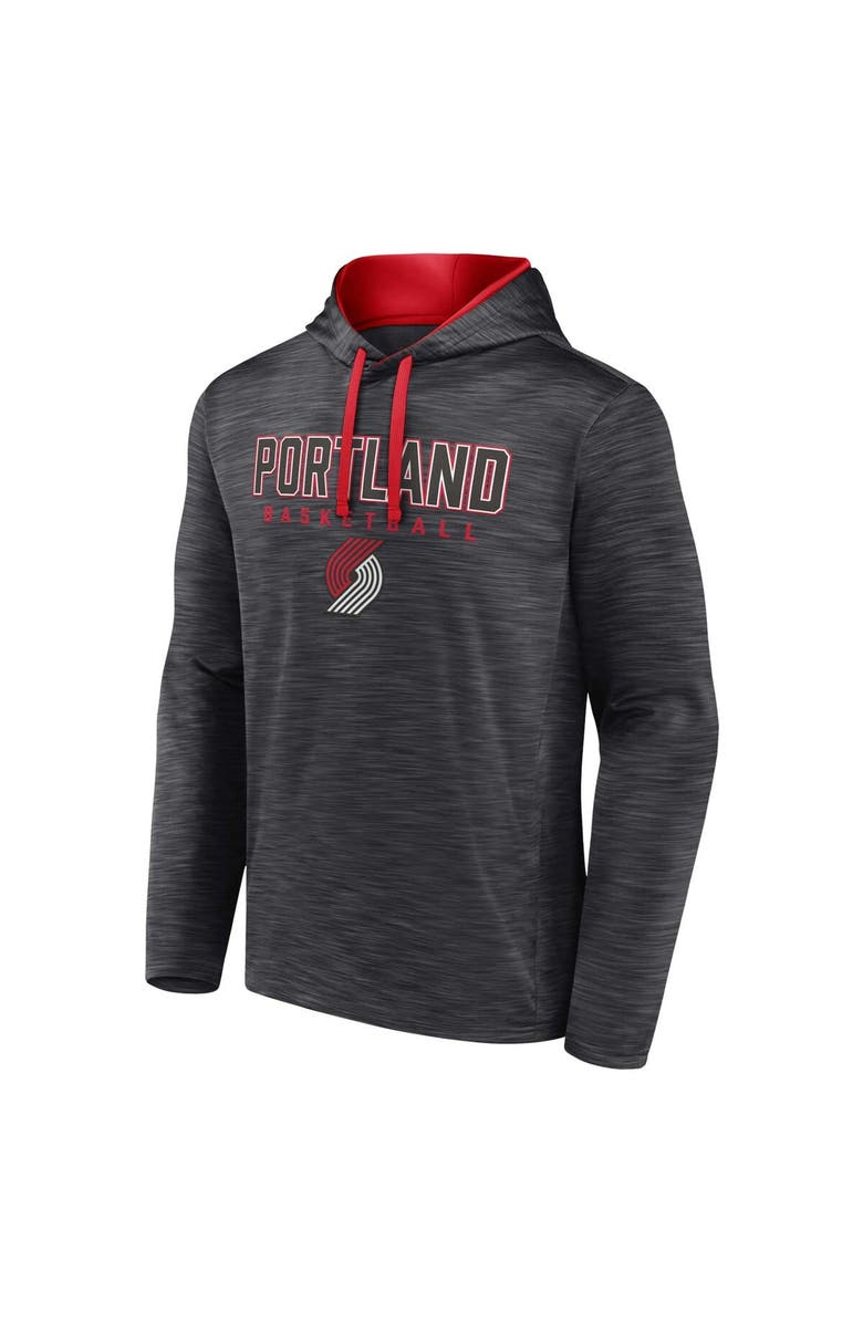 FANATICS Men's Fanatics Branded Heather Charcoal Portland Trail Blazers Fast Break Pullover Hoodie, Alternate, color, 