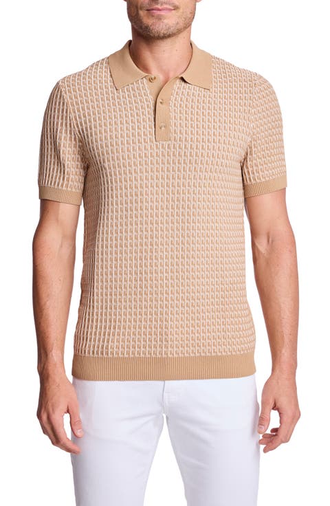 Trim Fit Geometric Knit Polo