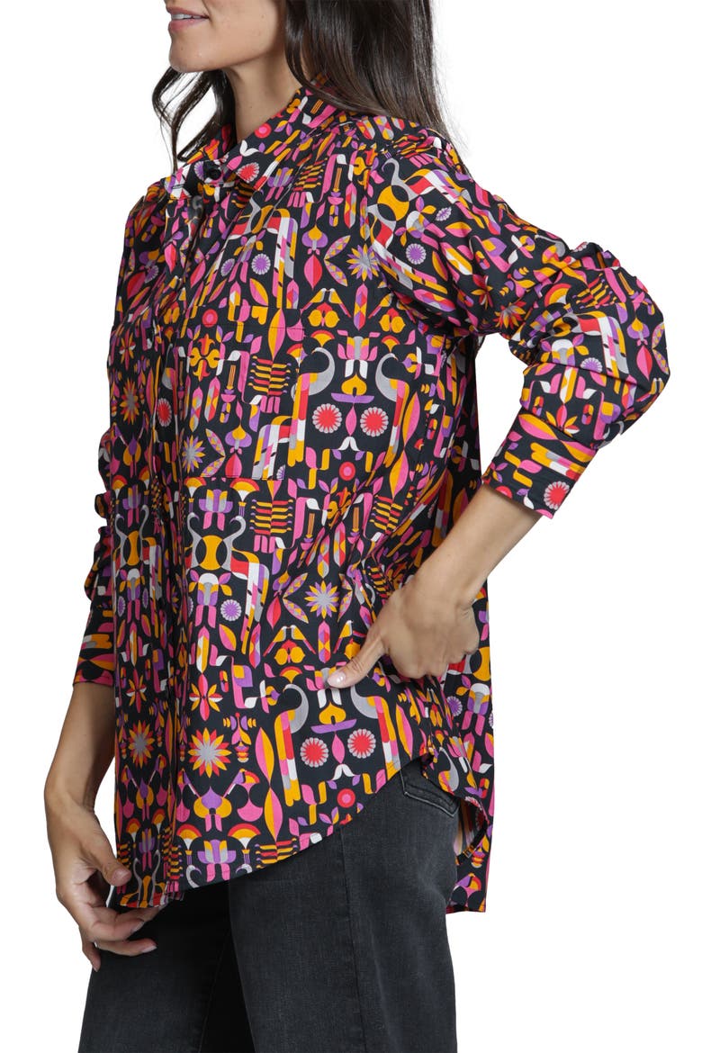 Boyfriend Poplin Button-Up Shirt, Alternate, color, PINK MULTI