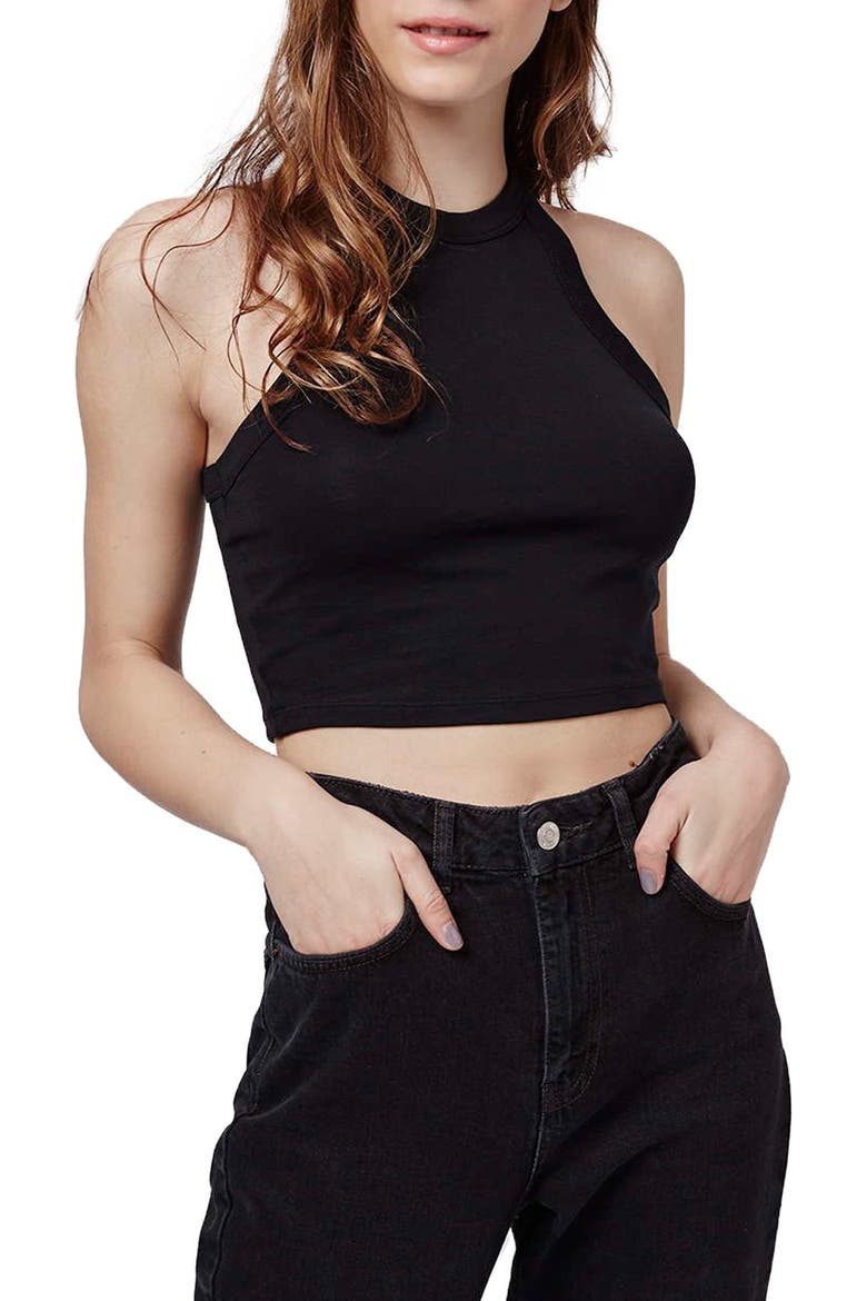 Racerback Crop Tank, Main, color, BLACK