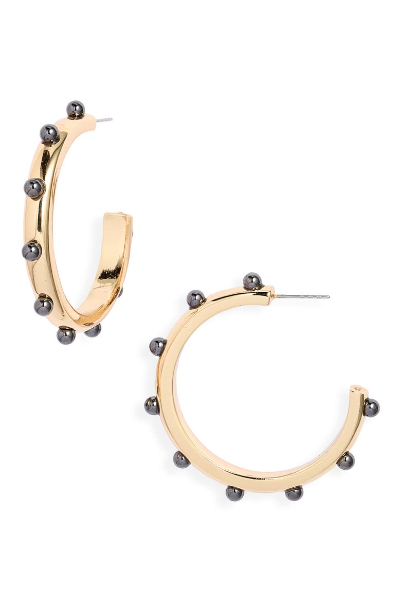 Studded Hoop Earrings, Main, color, GOLD- HEMATITE