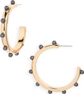 Open Edit Studded Hoop Earrings