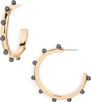 Open Edit Studded Hoop Earrings