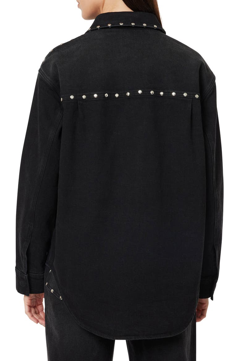 Stud Detail Denim Shirt Jacket, Alternate, color, JET BLACK