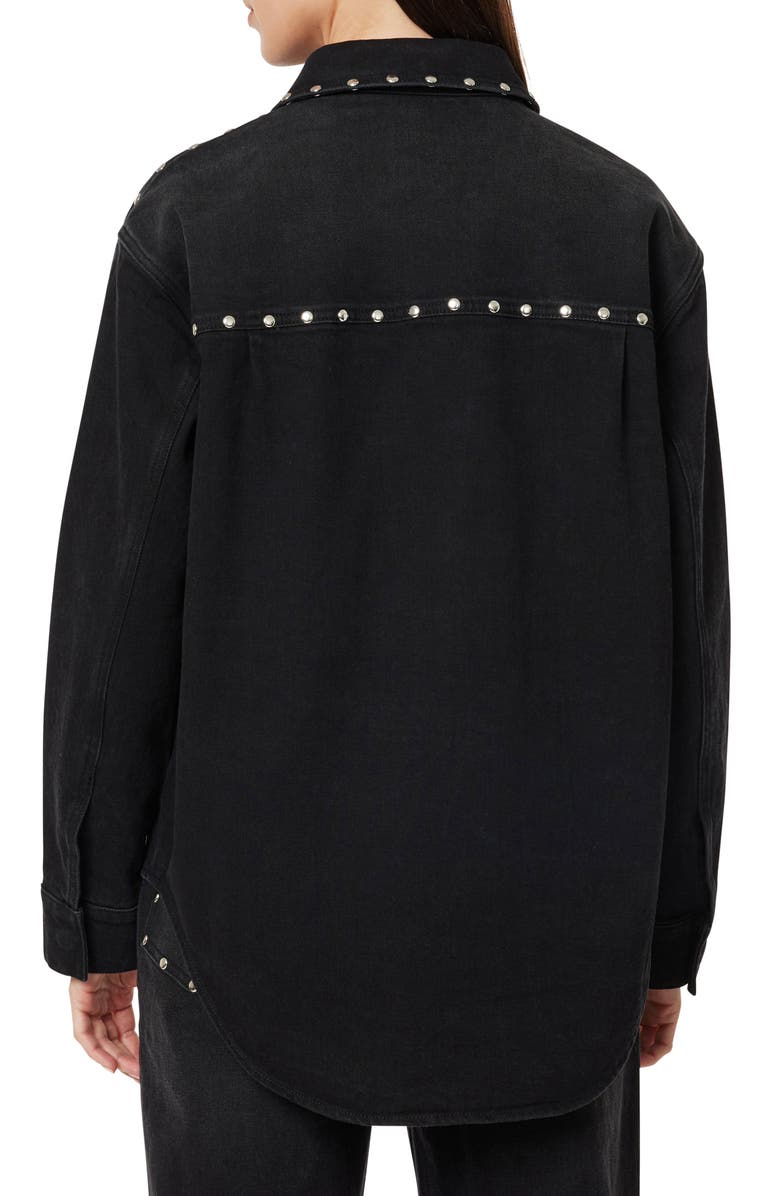 Habitual Stud Detail Denim Shirt Jacket, Alternate, color, Jet Black
