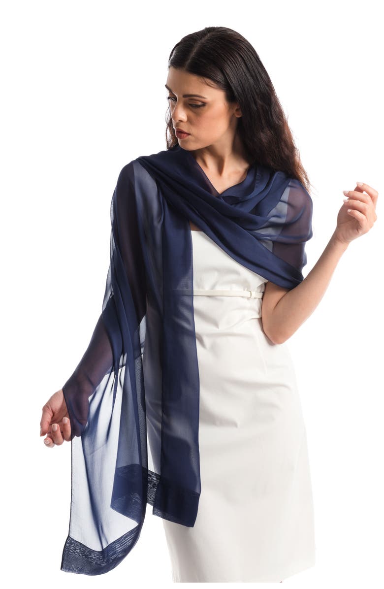 Elizabetta Carmen - Silk Scarf/Shawl for Women, Alternate, color, Marine Navy