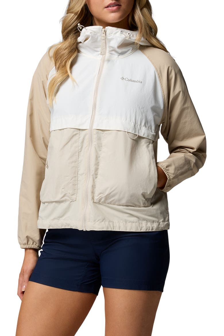 Spire Valley Water Repellent Windbreaker, Main, color, DARK STONE/ SEA SALT/ FOSSIL