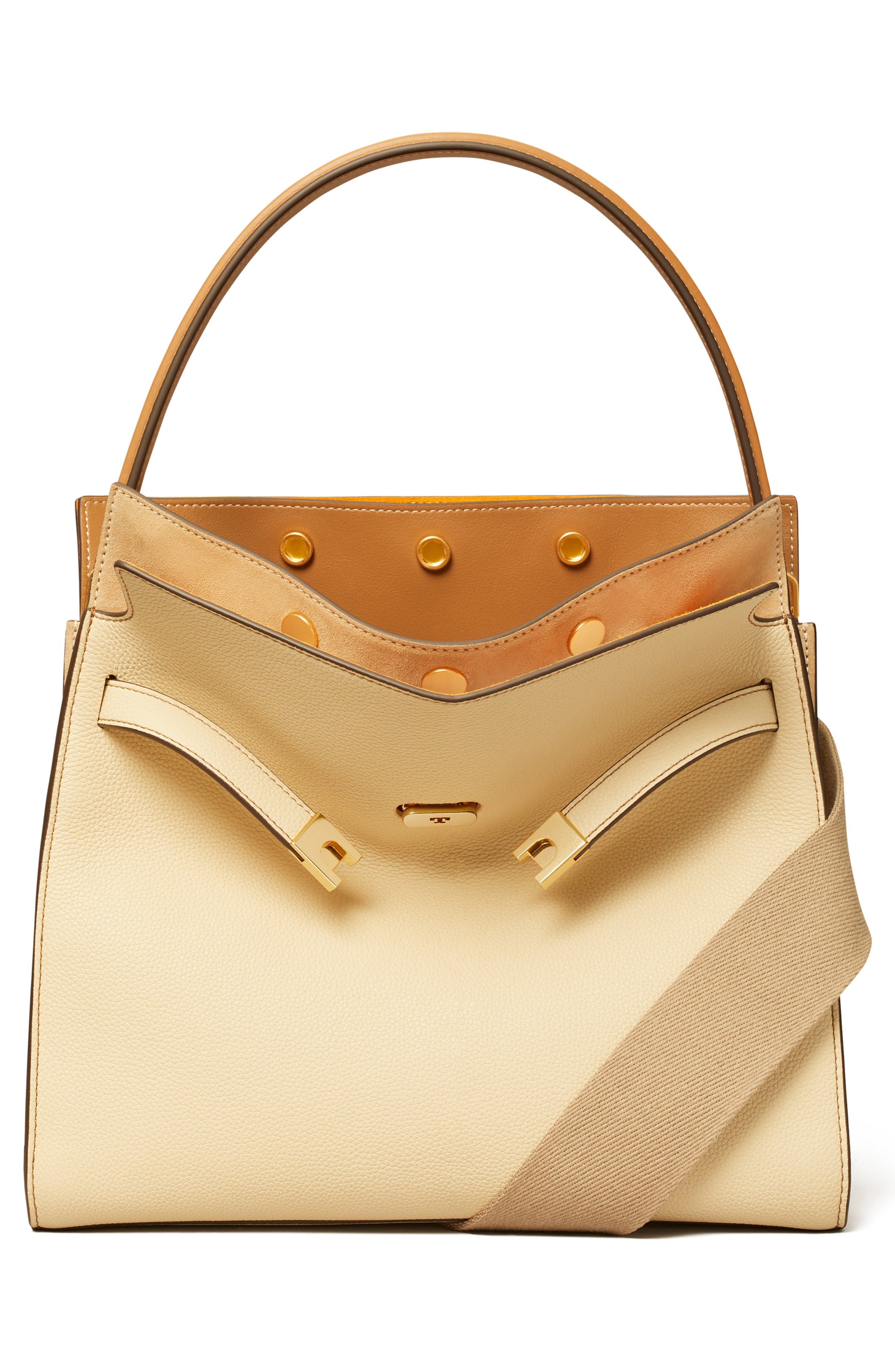 Tory Burch Lee Radziwill Pebble Leather Double Bag, Alternate, color, 