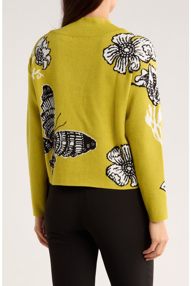 Mock Neck Jacquard Sweater, Alternate, color, CITRON BUTTERFLY JACQUARD