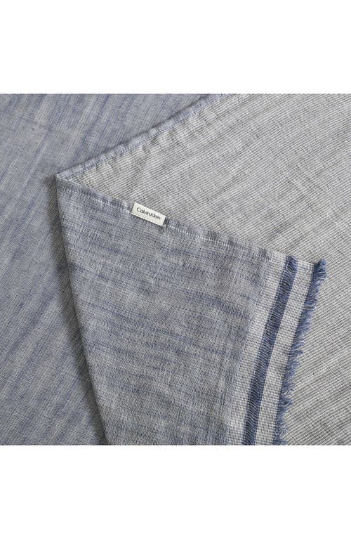 Calvin Klein Fine Weave Linen & Cotton Blend Throw Blanket In Blue