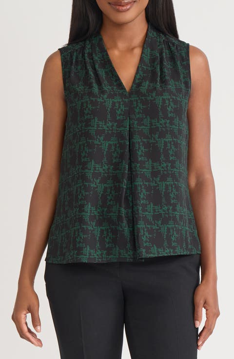 Pleated Shoulder Sleeveless Top (Petite)
