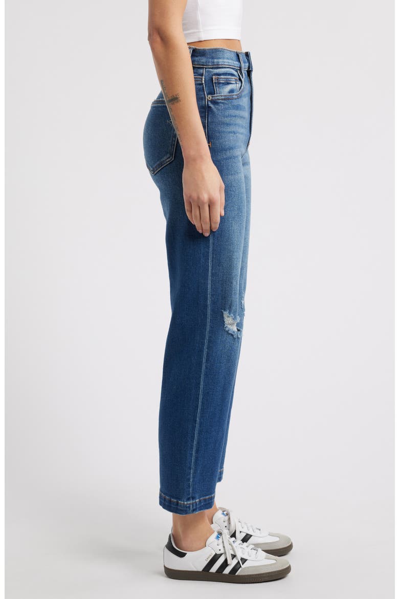 Distressed Relaxed Straight Leg Jeans, Alternate, color, DK WASH