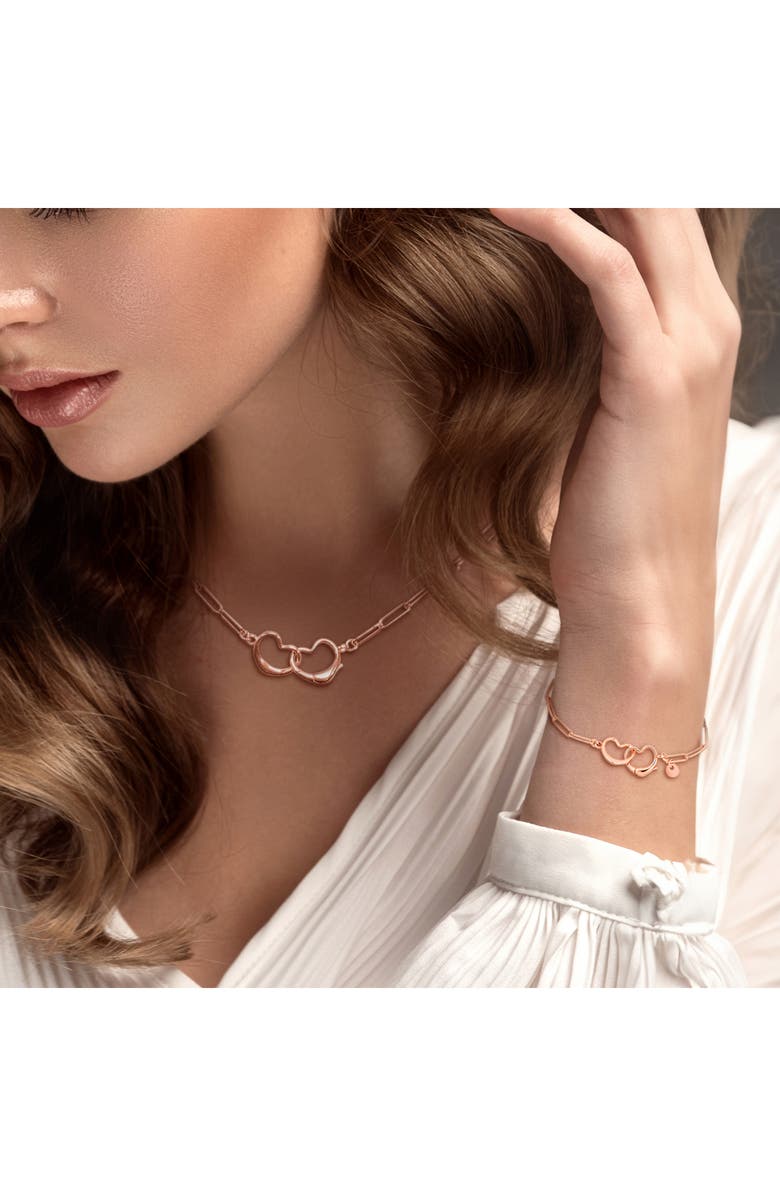 DELMAR Double Heart Paper Clip Link Chain Necklace & Bracelet Set, Alternate, color, 