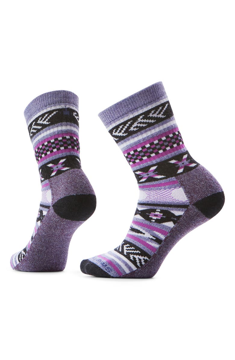 Smartwool Everyday Cozy Cabin Games Merino Wool Blend Crew Socks, Main, color, Chalk Violet