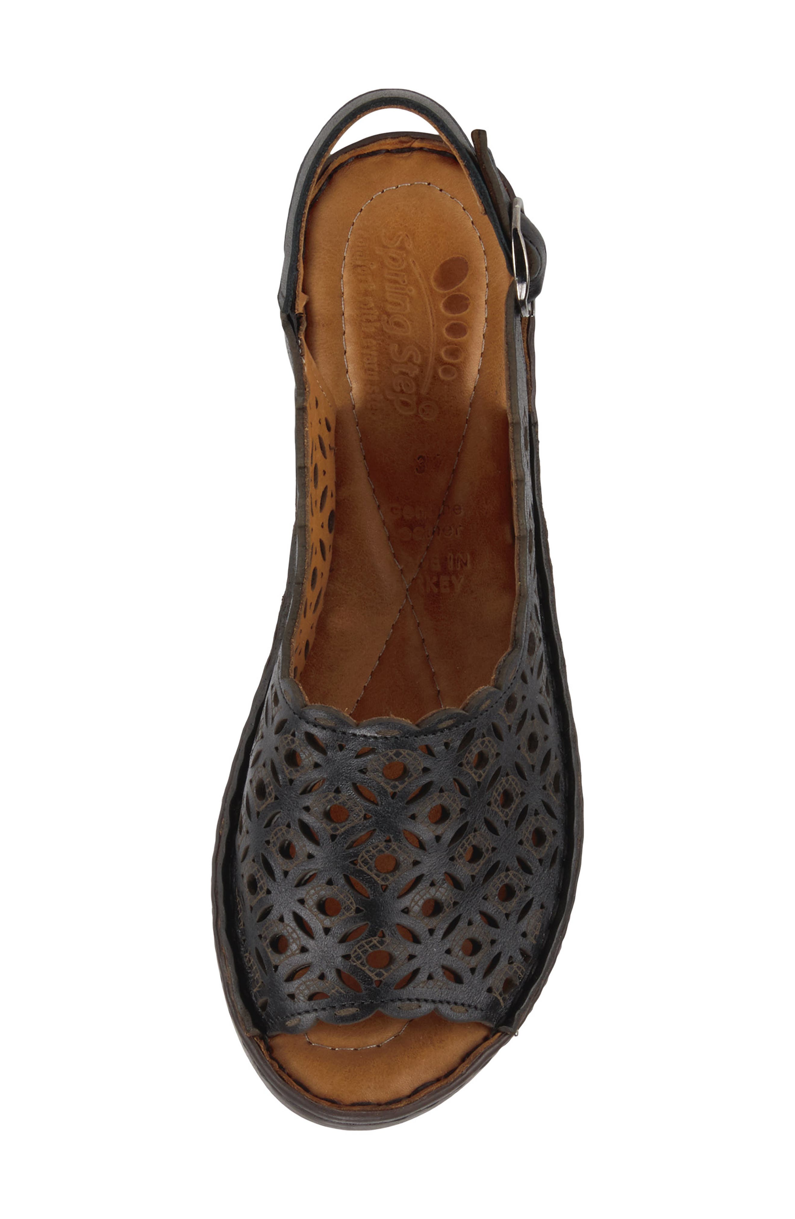 Spring Step Belizana Wedge Sandal, Alternate, color, Black Leather