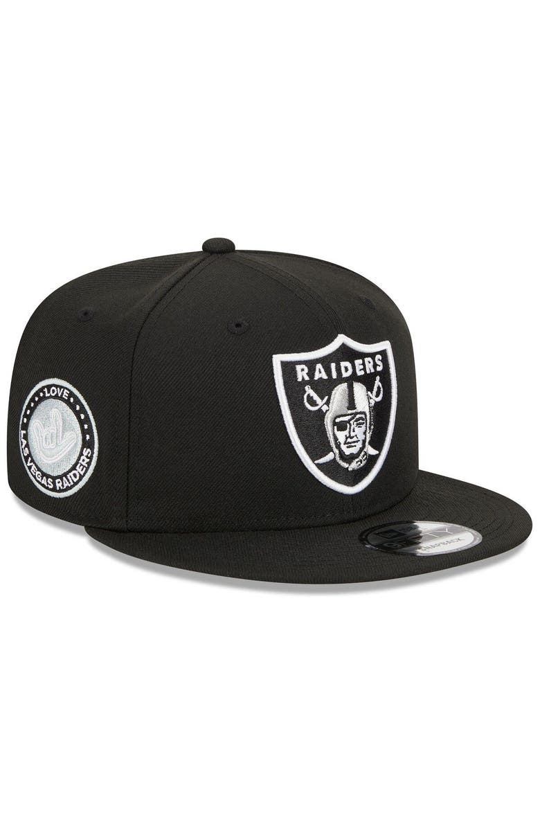 New Era Unisex New Era  Black Las Vegas Raiders The NFL ASL Collection by Love Sign Side Patch 9FIFTY Snapback Hat, Main, color, 