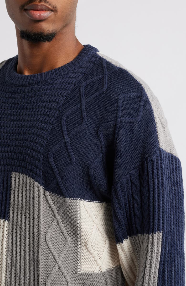 BDG Urban Outfitters Patchwork Mixed Stitch Sweater, Alternate, color,