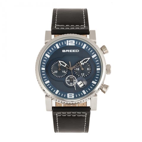 Ryker Chronograph Leather-Band Watch w/Date