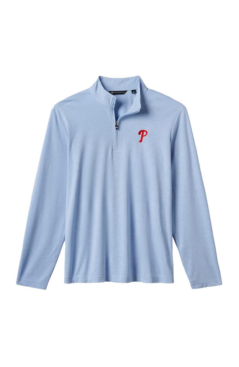 TravisMathew Men's TravisMathew  Light Blue Philadelphia Phillies Time to Tailgate Tri-Blend Quarter-Zip Pullover, Alternate, color, 