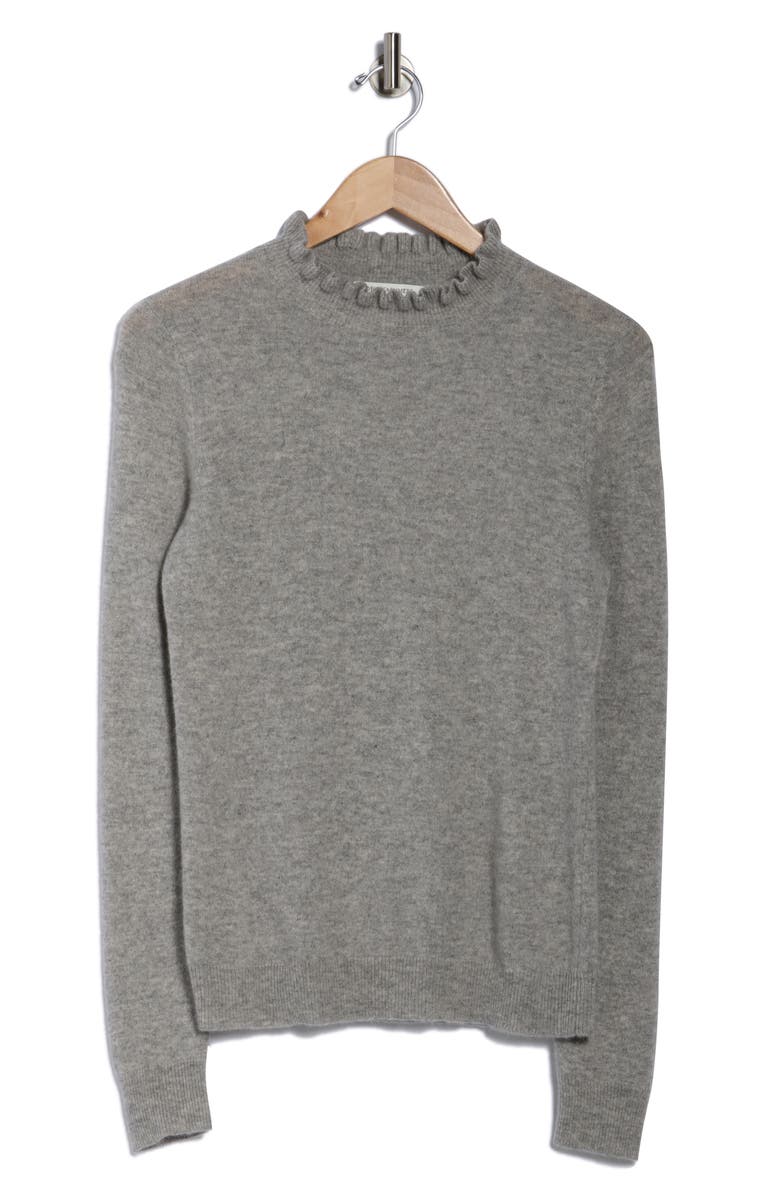 Sofia Cashmere Ruffle Mock Neck Cashmere Sweater, Alternate, color, Grey