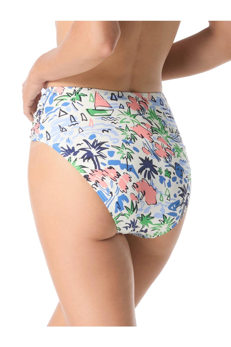Coastal Town Shirred High Swim Bottom, Alternate, color, Multi