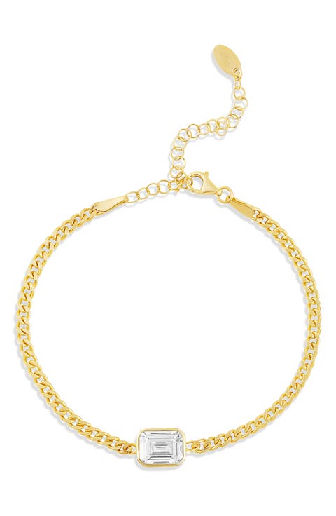 Fancy Shape Cubic Zirconia Curb Chain Bracelet