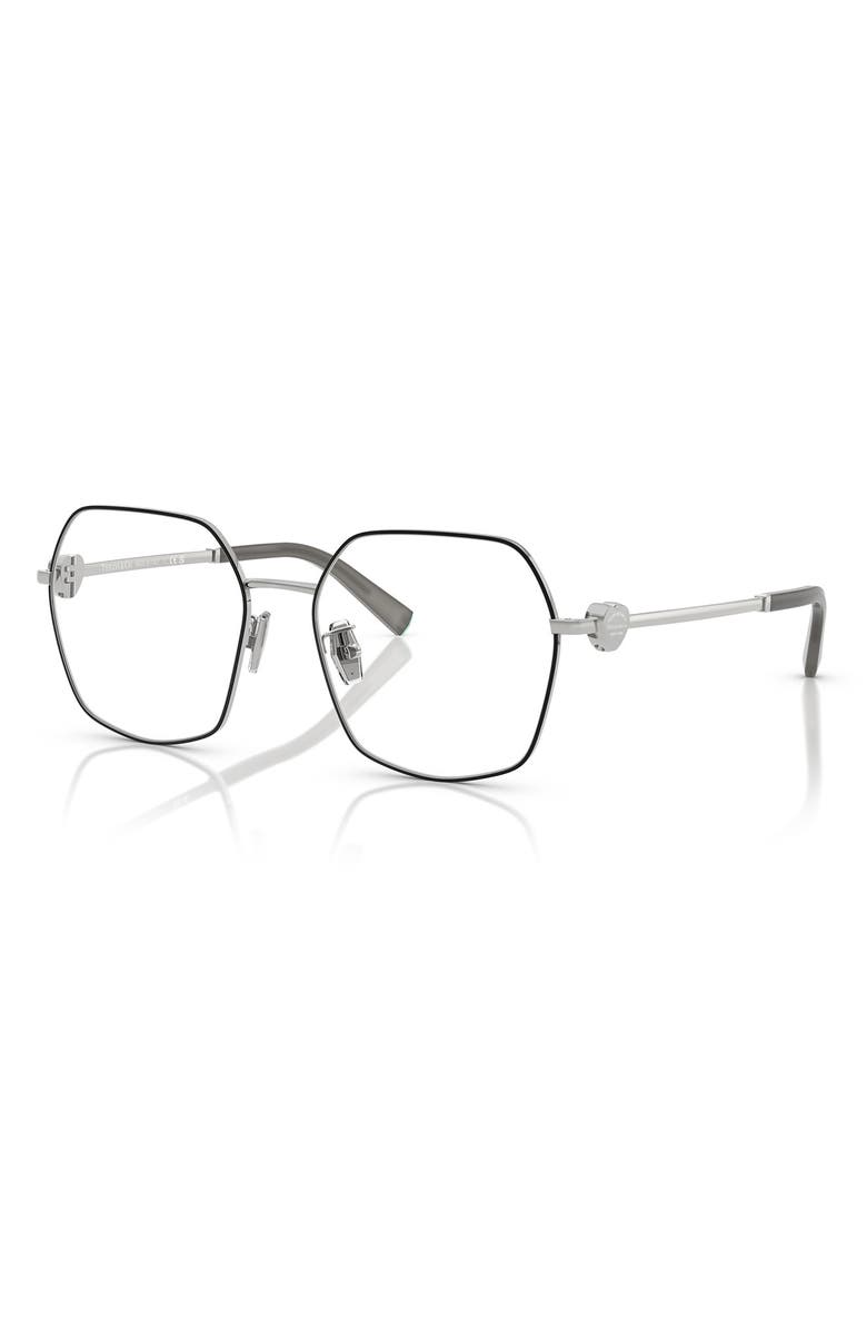 Tiffany & Co. 54mm Irregular Optical Glasses, Alternate, color, Black Silver