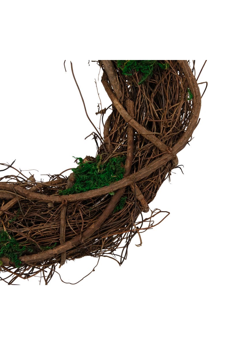 Northlight Moss and Twig Artificial Spring Wreath - 13" - Green and Brown, Alternate, color, Green