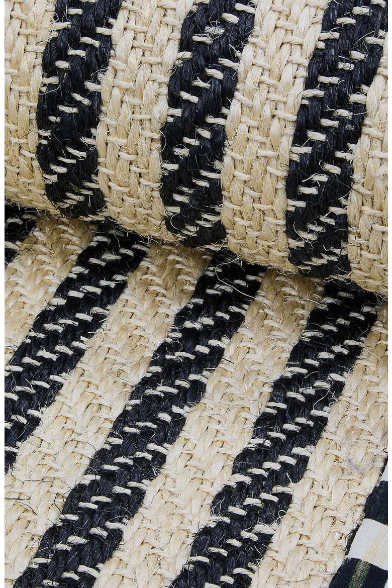 Courtly Check Herringbone Stripe Indoor Rug, Alternate, color, BLACK