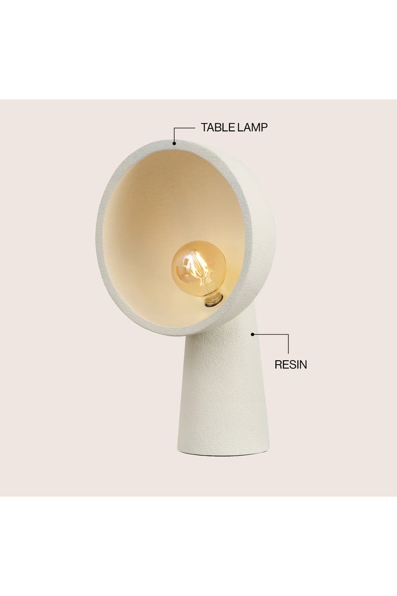 Claude 17.5" Contemporary Minimalist Resin Half-Globe Column LED Table Lamp, Alternate, color, Cream