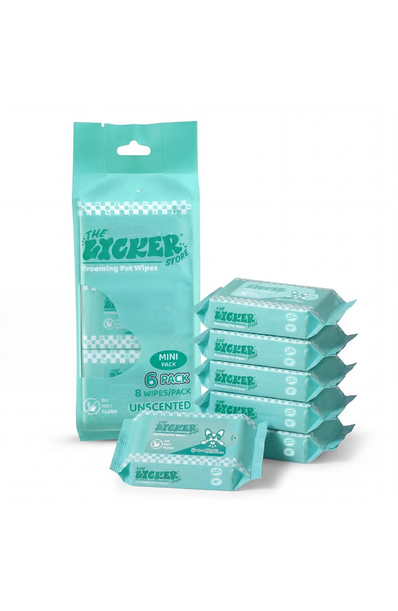 The Licker Store Hypoallergenic Mini Dog Body Wipes with Aloe, Chamomile & Shea Butter, Main, color, White - 6Pack (48Ct)